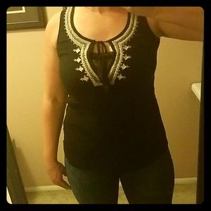 Black boho tank top